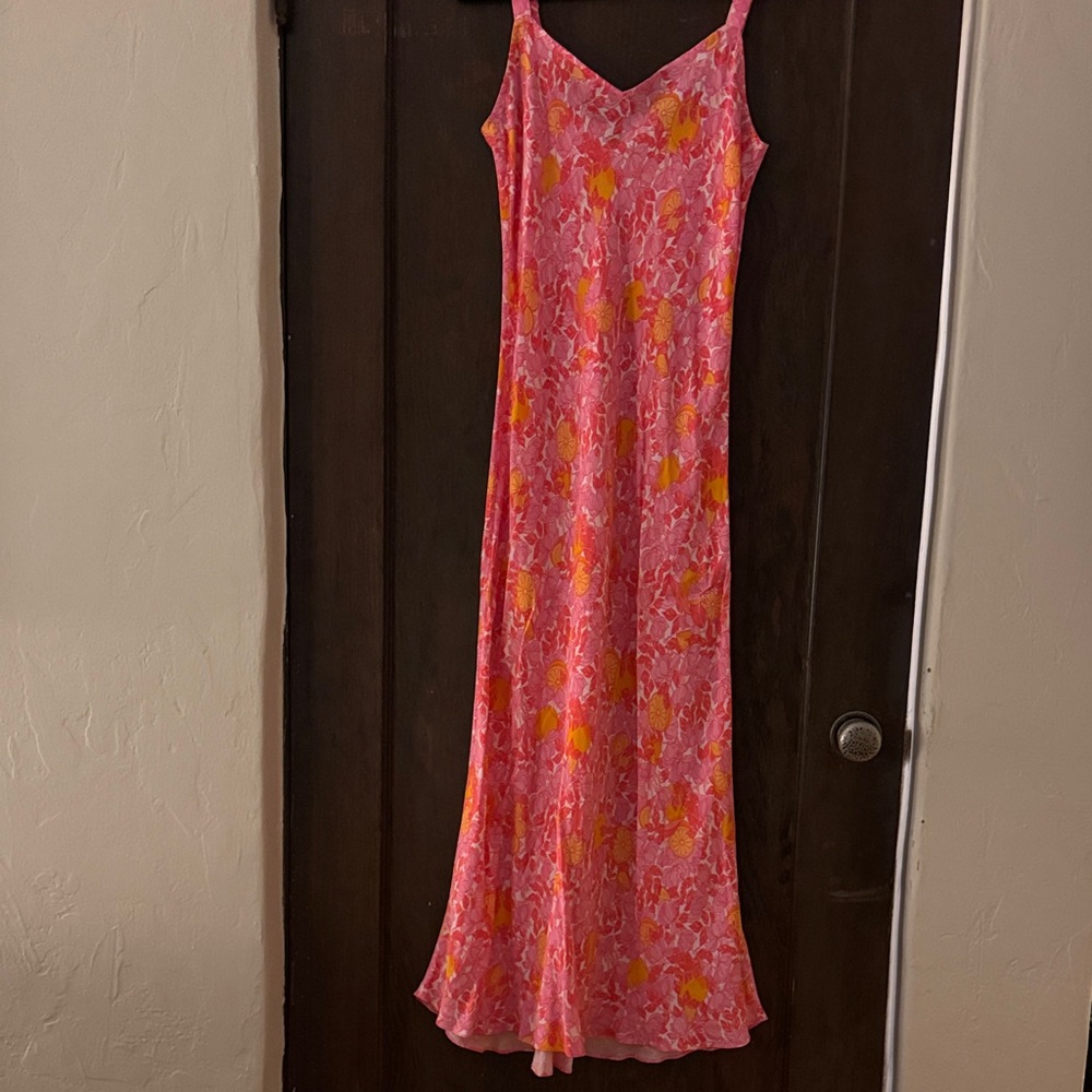 Floral Pink and Orange Citrus J Crew Maxi Dress